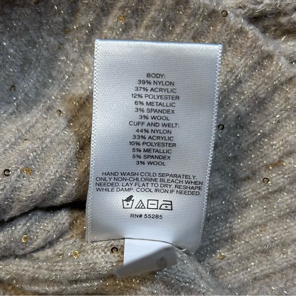 Express Tan with Gold Sequins Cable Knit Sweater - Picture 6 of 15